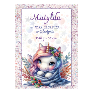 Metryczka plakat - Jednorożce