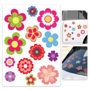 Naklejki hipisowskie kwiaty na auto czy ścianę wielokolorowe