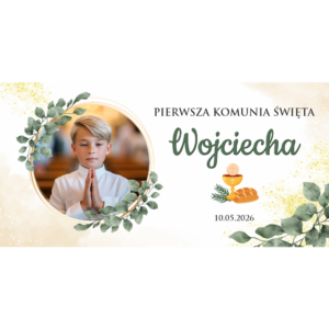 Baner na komunię personalizowany - różne wzory