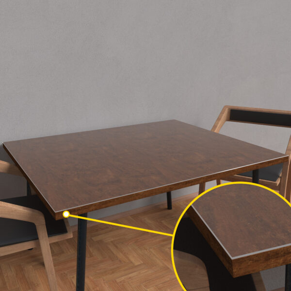 mata ochronna 2 mm na stol z zaokrąglonymi rogami